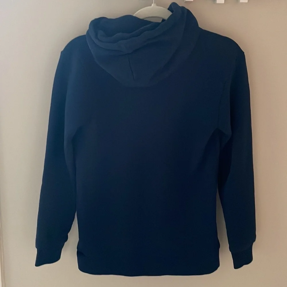 Adidas Men XS Navy Blue Trefoil Hoodie Sweatshirt Pullover Top Athletic Terry